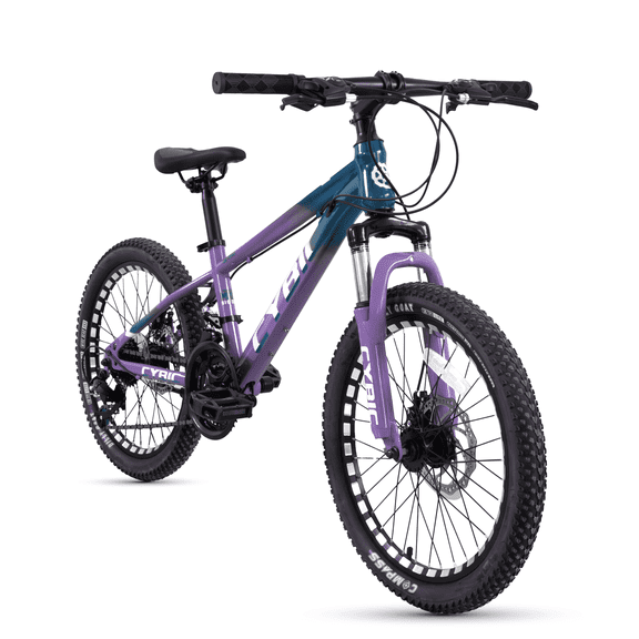 CYBIC Mountain Bikes 20 Inch, 21-Speed Kids Bicycle, High Carboon Frame, Front Suspension and Disc Brakes MTB for Boys/Girls