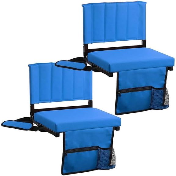 CYCLONE SOUND Stadium Seats for Adults with Back Support Bleacher Chairs with Cushion and Backrest Stadium Chairs Includes Cup Holder and Shoulder Strap (1 Chair/ 2 Chairs)