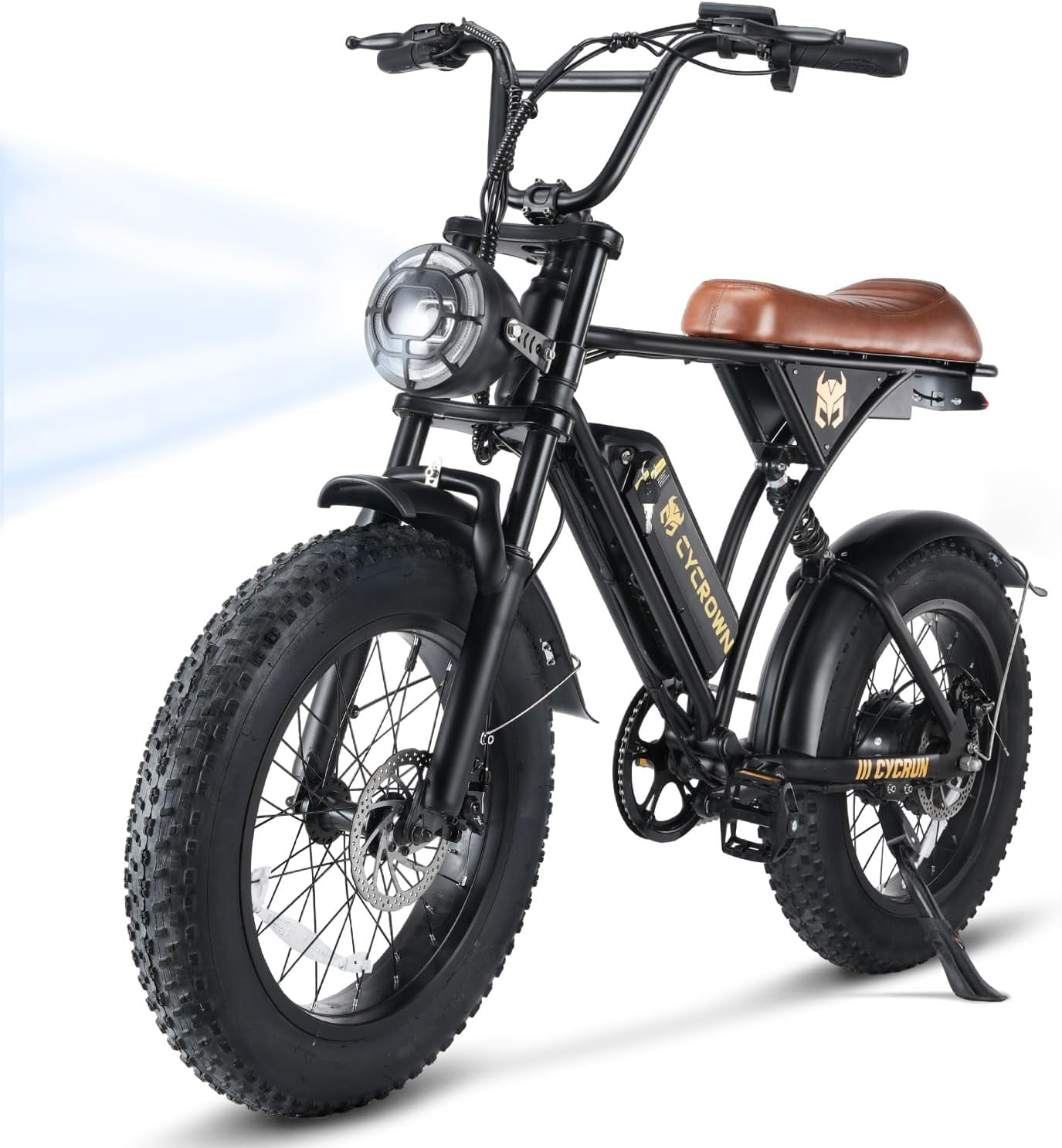 CYCROWN CycRun Electric Bike for Adults 750W Motor with 10.4Ah Battery, 20MPH 55Miles Moped Style Ebike for Adults, 20"4.0 Fat Tire Commuting Off Road Mountain Ebike with Hydraulic Suspension