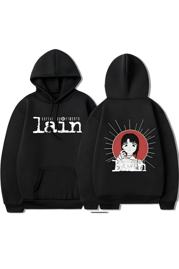 Anime Serial Experiments Lain Hoodie Manga Iwakura Sweatshirt Unisex Harajuku Casual Hoodies Tracksuit Streetwear