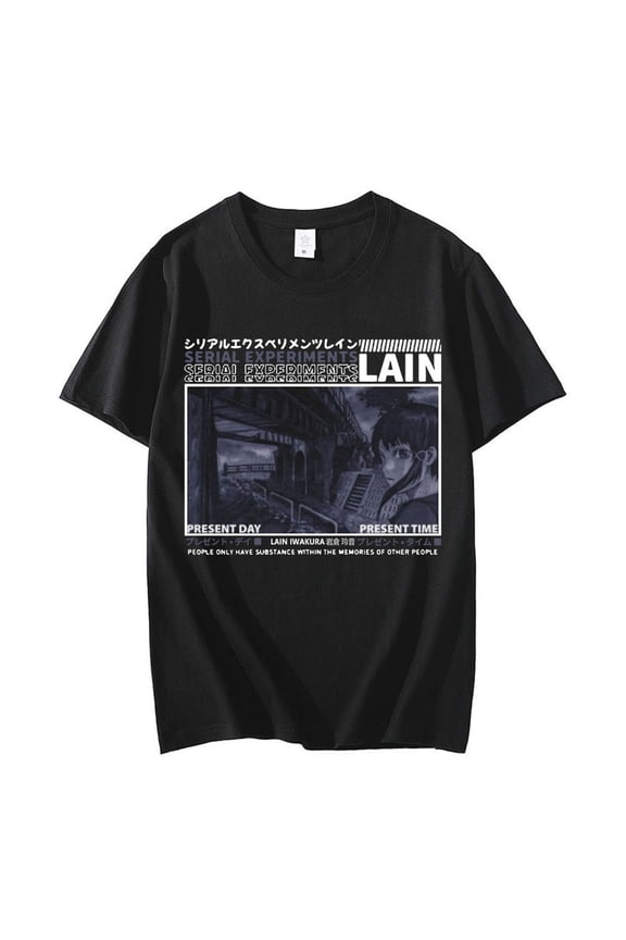 Japan Anime Serial Experiments Lain T shirt Men s Cotton Harajuku Manga Iwakura T shirt Casual For Man Women Unisex S