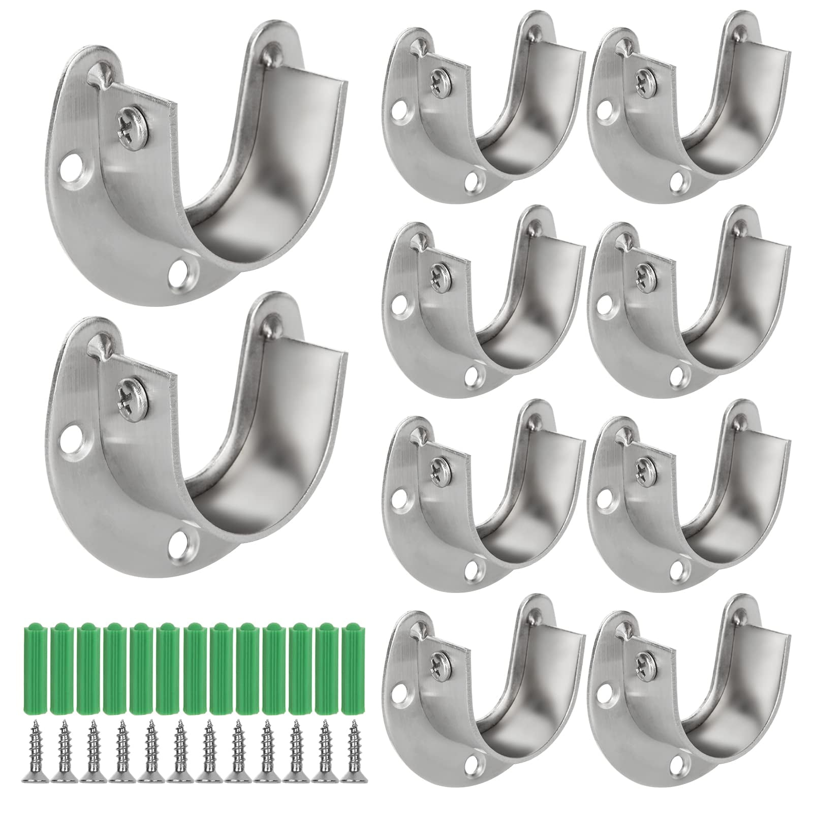 CYEAH 10 Pack Stainless EC36 Steel Closet Rod Bracket, 11/4" Diameter