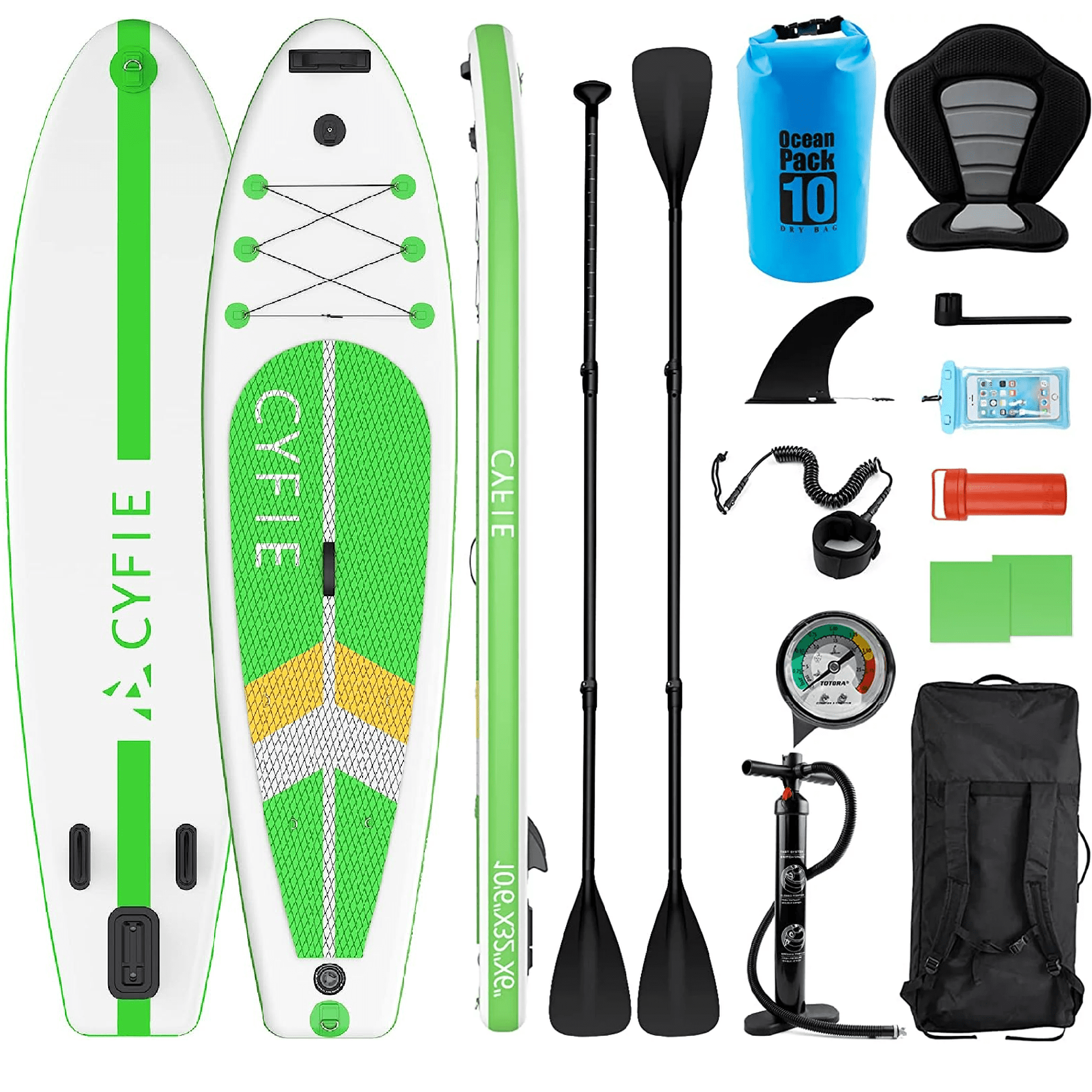 CYFIE 10'6 Inflatable Paddle Board Stand up Paddle Board with Kayak Seat  Kit for Fishing Yoga Surfing,Youth & Adult Standing Boat,Perfect for All  Skill Levels Surfboard 