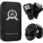 CYFIE 3-in-1 Boxing Stuff with Boxing Gloves & Taekwondo Kick Pad, Punching Mitts for Kids Youth, MMA Karate Muay Thai Training,Black
