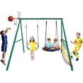 thumbnail image 1 of CYFIE Kids Swing Set for Outdoor Backyard Playset with Saucer, Metal Swing Set, 1 of 11