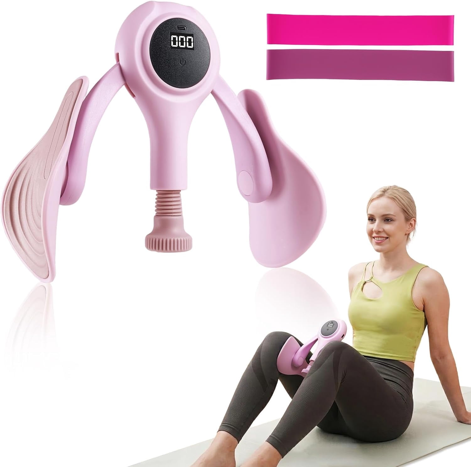 CYFIE Arm & Leg Trainer with 2 Resistance Bands, Adjustable Kegel Exerciser for Inner Thigh Toning & Hip Recovery, Home Office Fitness Equipment for Glute Activation