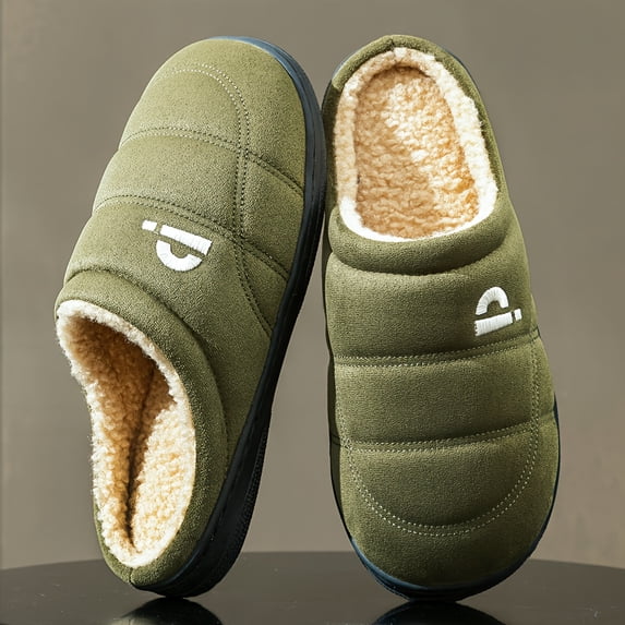CYFMYD Men's Memory Foam Slippers with Arch & Heel - All-Season /Outdoor House Shoes, Slip-On Warm (Grey/Black) - Large Size Comfortable Bed/Car/Bathroom Footwear