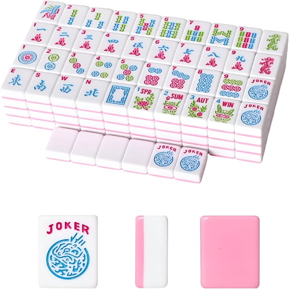 CYFW 1.2 American Mahjong Tile Set, 166 Mahjong Game Set with Pink Color (Tiles Only, No Racks and Other Accessories)