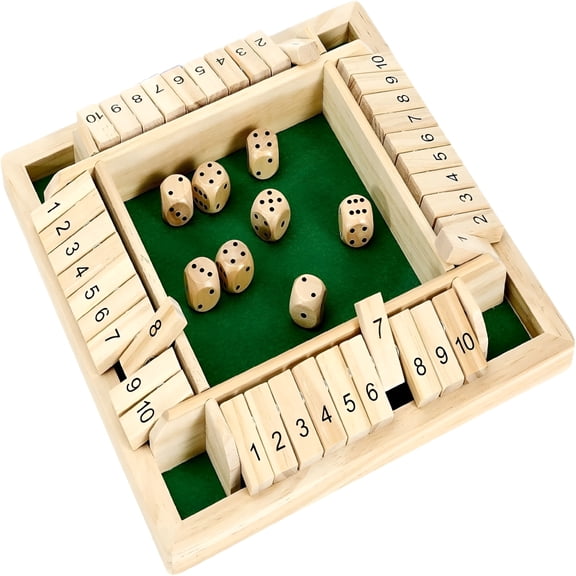 CYFW 1-4 Players Shut the Box Dice Game, Traditional Wooden Pub Bar Board Game, Family Classics Tabletop Version Games for Classroom, Party, Or Pub