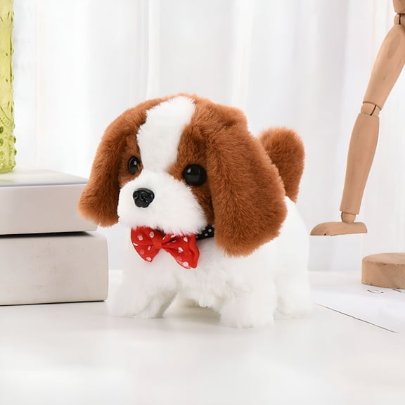 CYFW 1 Packs Interactive Walking Barking Puppy Toy with Tail Wagging Realistic Animatronic Pet Companion Lifelike Animal Toy for Toddlers