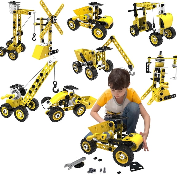CYFW 10 in 1 Stem Toys for 5 6 7 8 9+ Year Old Building Block Kit Stem Activities Projects Boy Toys Age 4-8 5-7 6-8 8-10 Creative Set Educational Engineering Excavator Construction Birthday