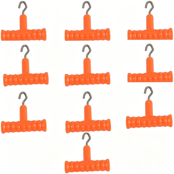 CYFW 10 Pcs Fishing Knot Puller Set T-Shape Handle for Carp Rig Construction, Stainless Steel Baiting Tool with Ergonomic Grip (1.97" Length)