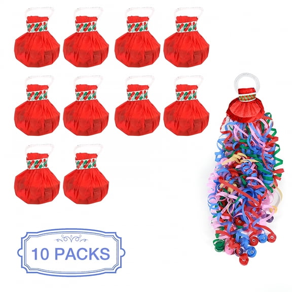 CYFW 10Pack Colorful No Mess Confetti Poppers | Safe Paper Streamers for Birthday, Wedding, Graduation&Party Celebrations | 17FT Ribbons for Fun&Memorable Moments Red