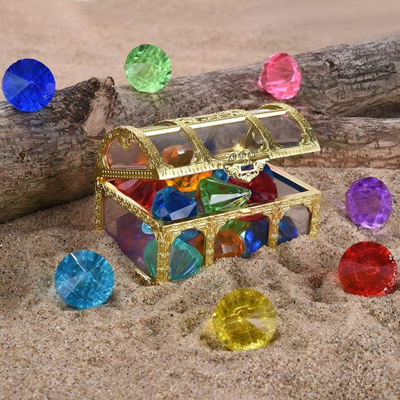 CYFW 10Pcs Diamond Set with Treasure Pirate Box,Treasure Box Toys Fake Jewels for Princess Mermaid Pirate Chest Fillers Party Favors Decorations Hide and Seek