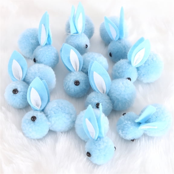 CYFW 10Pcs Mini Easter Bunny Plush Stuffed Animals, Soft Tiny Rabbit Doll Pendants for DIY Spring Decorations, Party Favors, Classroom Rewards, and Holiday Gifts (Blue)
