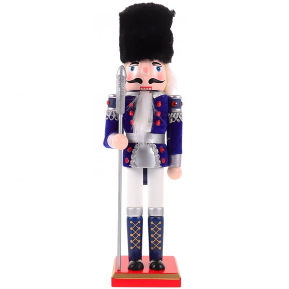 CYFW 12-Inch Wooden Nutcracker Soldier Ornament, Dark Blue Traditional Holiday Decor, Classic Christmas Gift for Home and Office