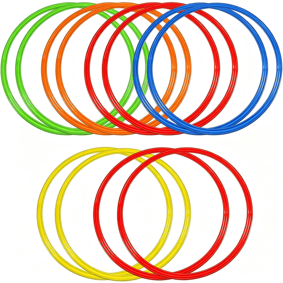 CYFW 12 Pcs 15.8" Obstacle Course Ring Set Exercise Hoop Large Hoop Plastic Toys Playground Toys for Gymnastics Practice Party Games Educational Activities Holiday Decor,5 Colors