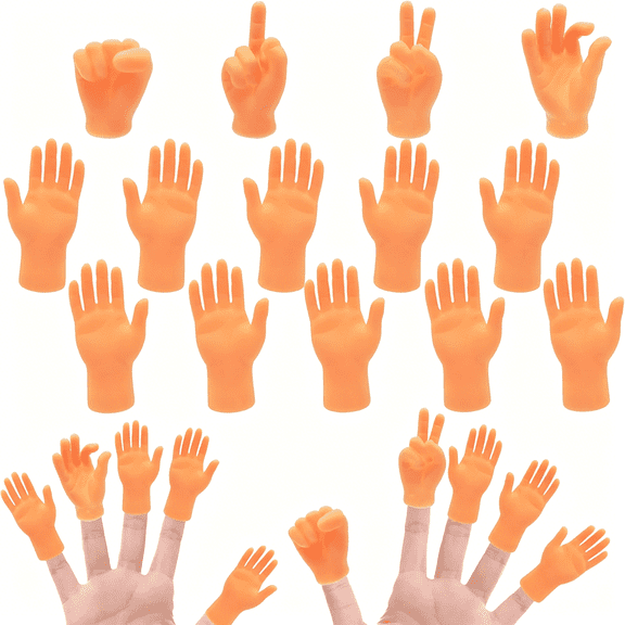 CYFW 14 Pcs Tiny Finger Hands,Premium Rubber Mini Tiny Finger Hands,Flat Hand Style Mini Hand Finger Puppets for Puppet Show,Gag Performance,Party Favors