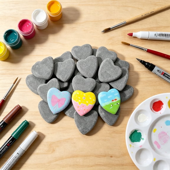 CYFW 15 Pcs Heart-Shaped Rocks for Painting, 2In Valentine'S Day Heart Stones, Natural River Rocks to Paint, Flat Painting Rocks, Smooth Rocks for Crafts, Stones for Girls Diy, Kindness Rocks