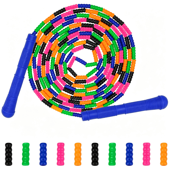 CYFW 16 Ft Long Jump Rope(1 Pack),Double Dutch Jump Ropes,Soft Beaded Skipping for Kids Adults,Plastic Segmented Long Enough for 4-5 Jumpers Double Dutch Jump Rope for Group Play