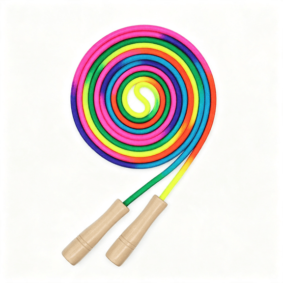 CYFW 16 Ft Long Jump Rope for Kids, 1 Pack Double Dutch Skipping Rope with Wooden Handle, Multiplayer Rainbow Jumping Rope for Outdoor Fun, School Sport, Party Game