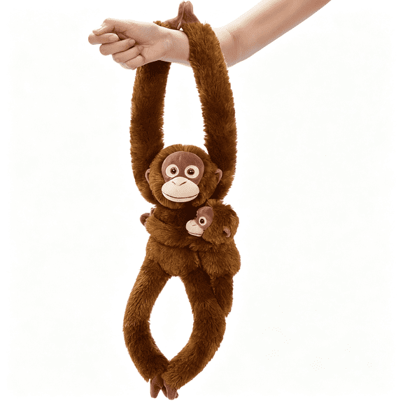 CYFW 17.7" Hanging Monkey Stuffed Animal with Baby,Long Arm Monkey Plush Toy Set,Cute Mother and Baby Monkey Toys for Kids,Nursery Decor,Birthday Gifts for Boys Girls