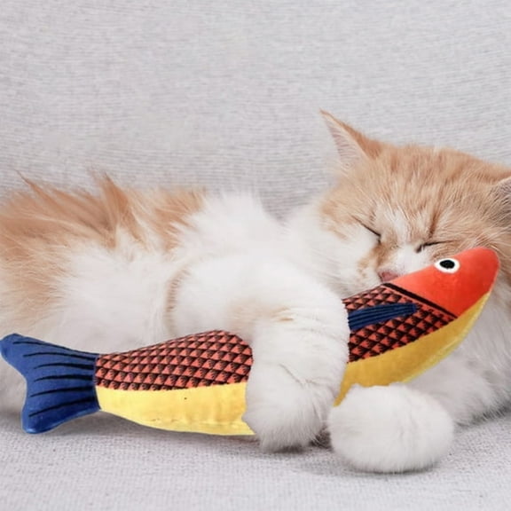 CYFW 1Pcs Cat Toys Saury Fish,Crinkle Sound,Soft and Durable,Interactive Kitten Kicker for Indoor Kitty Exercise