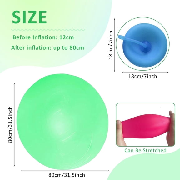 CYFW 1Pcs Giant Bubble Balls 31.5In Water Balloons Giant Inflatable Water Balls Inflatable Summer Decorations(Random Color)
