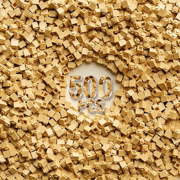 CYFW 1X1 Bricks Bulk 500 Pieces,Classic Basic Parts Building Creative Play Set Blocks Toy Accessories Compatible with 3005 Major Brands,Durable Building Blocks (Tan)