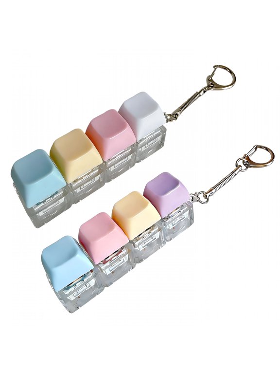 2 Pack Keyboard Fidget Toy,Fidget Clicker Keyboard Fidget Keychain,Button Fidget Gifts to Relieve Stress and Pass Time (4-In-1 D)