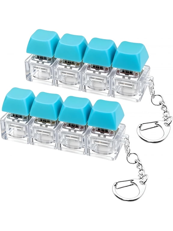 2 Pcs Keyboard Fidget Toy, Keyboard Fidget Keychain 4-in-1 Keyboard Decompression Button Finger Clicker Toys, Button Stress Relief Fidget Gifts for Adult to Relief Stress (Blue)