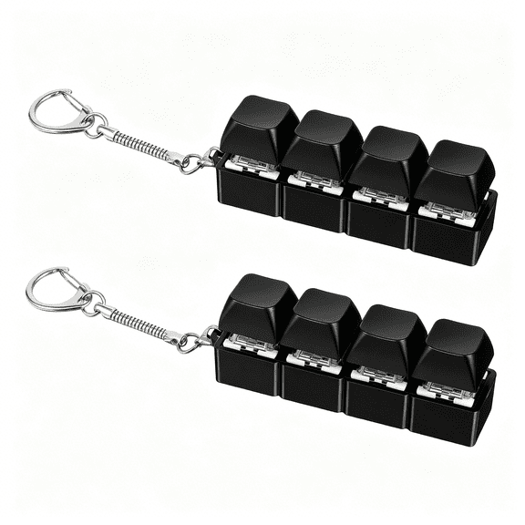 CYFW 2 Pcs Keyboard Fidget Toys Fidget Clicker,Keyboard Four-Button Clicker Keychain Button Sensory Toy for Adult Boost Focus Pass the Time