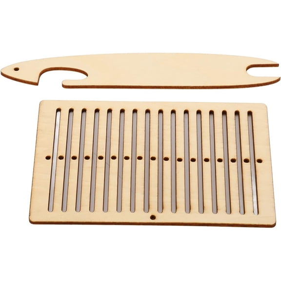 CYFW 2 Pcs Rigid Heddle Loom, Wooden Belt Weaving Kit, Weaving Loom Kit Weaving Shuttle Tools Arts Crafts for Bracelet Bag Belt Camera Strap Inkle Loom