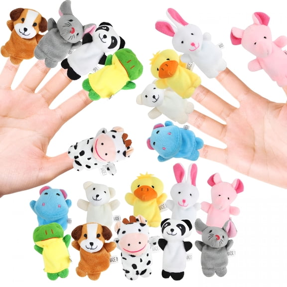 CYFW 20 Pack Jumbo Animal Finger Puppets Set for Preschoolers, Soft Plush Educational Toys, Perfect for Classroom Activities, Birthday Party Favors, Motor Skills Development
