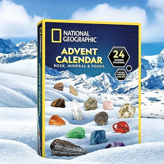 CYFW 2026 Gemstone Advent Calendar-Countdown Calendar for Kids with 24 Gems to Open Each Day,Complete Rock Collection with Mini Gemstone Dig Kit