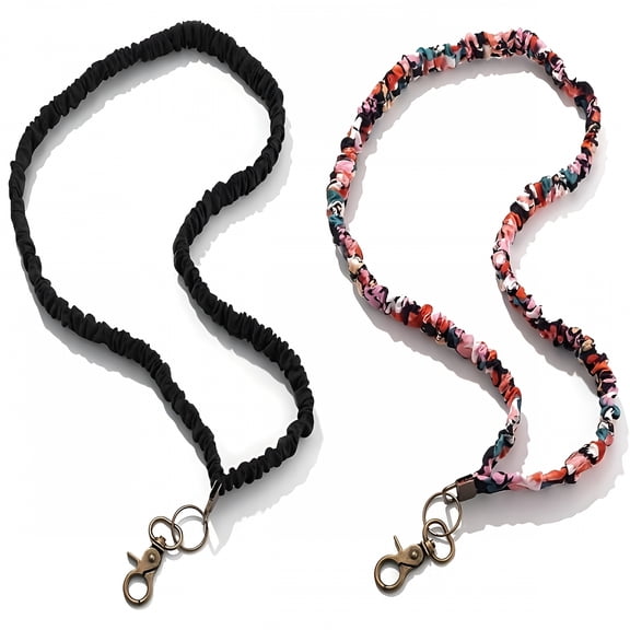 CYFW 2026 New 2Pcs Colorful Scrunchie Lanyards for Id Badges & Keys - Stretchy,Retractable Design,Perfect for Teachers,Nurses,Or Cruise Ship Use