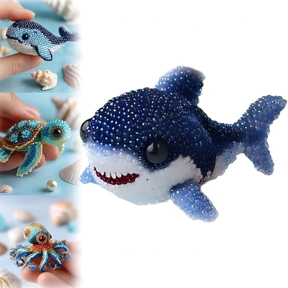 CYFW 2026 New 3D Ocean Animals Diy Beadwork Craft Kit for Beginners Adults,Beaded Ornament Art Supplies&Gift,Handmade Gifts,Starter Embroidery Set for Craft Lovers(Shark)