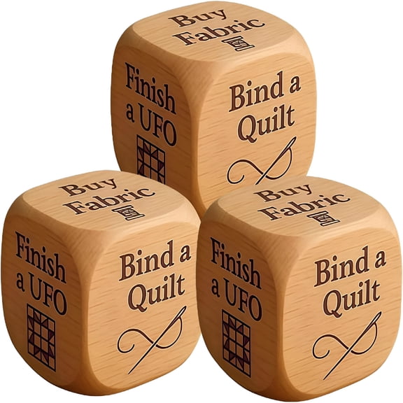 CYFW 2026 New 3Pcs QuilterS Dice,6-Sided Wooden Quilting Decision Dice  Fun Sewing Gift for Quilters,Sewists&Craft Enthusiasts  Handmade Laser Engraved Sewing Tool