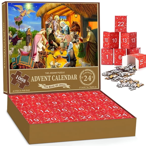 CYFW 2026 New Advent Calendarchristmas Jigsaw Puzzle 1008 Pieces 24 Box Christmas Countdown Calendar Puzzle Holiday Family Toy Game Xmas Decoration for Home,Family,Kids,Tabletop,Holiday Fun