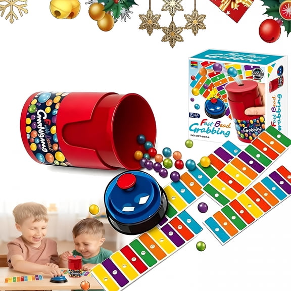 CYFW 2026 New Fast Bead Grabbing Game, Match Color Bingo Game Set, Color Line Board Game with 90 Beads 6 Code Cards 1 Bell Bead Can for Group Party and Family 2-6 Players
