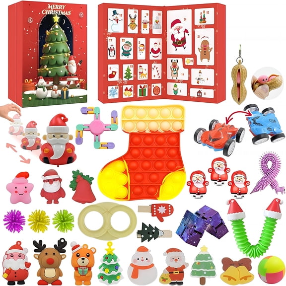 CYFW 2026 New Fidget Advent Calendar ,Christmas Advent Calendars Countdown 24 Days,Pop Bubble Toy Surprise Box Christmas Advent Calendar Sensory Fidget Toy Packs,Surprise Gifts