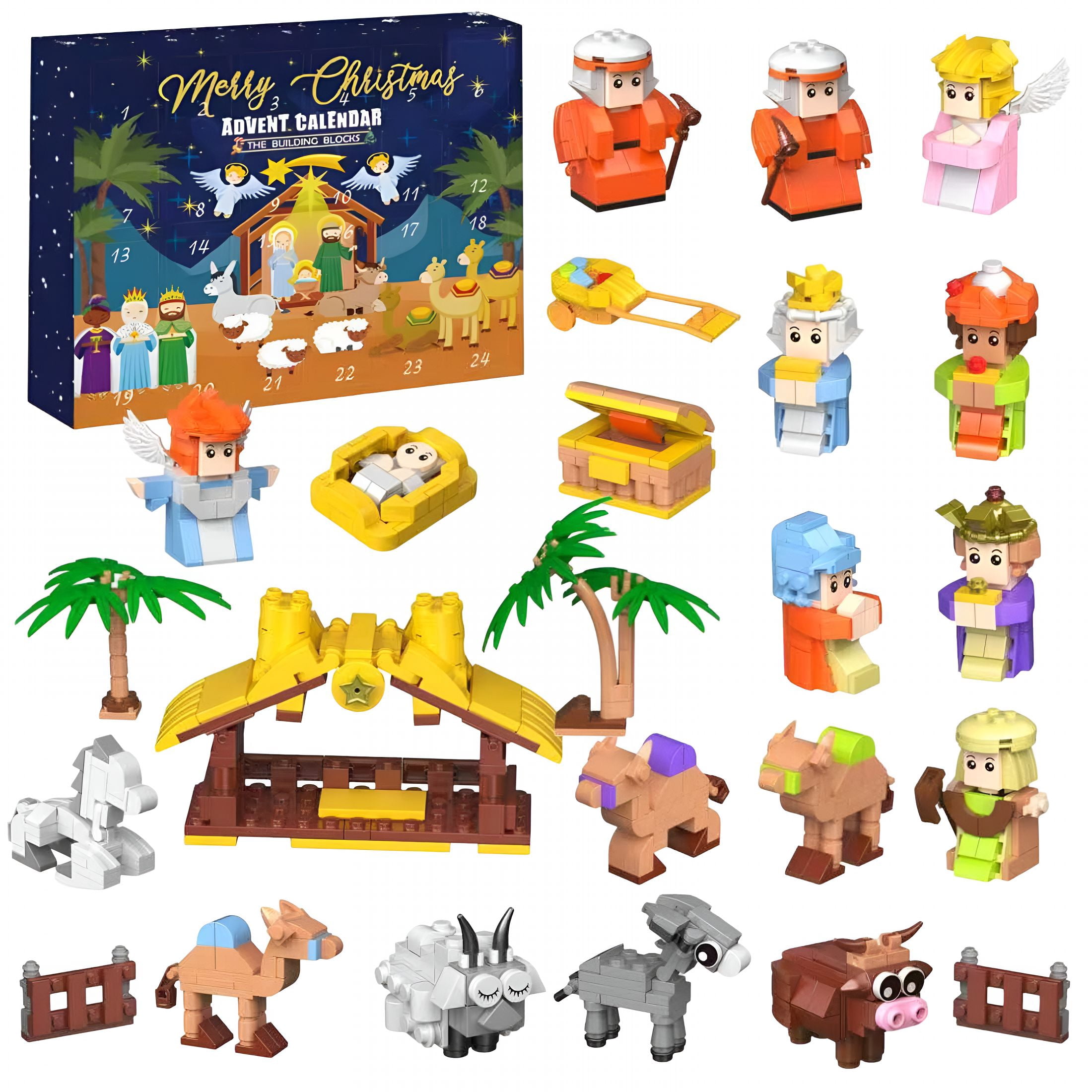 CYFW 2026 New Nativity Advent Calendarkids Christmas Story Nativity Playset Christian Advent Calendar for Kids Boys Girls 25Pcs Nativity Scene Set Toys Nativity Advent Calendar for Kids