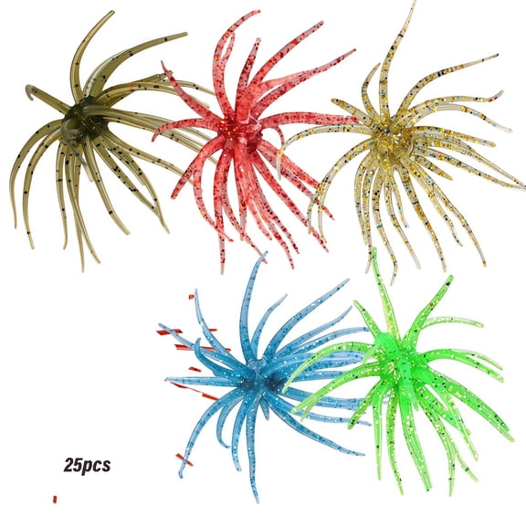 CYFW 25 Pcs Coike Creature Bait 2.36" with Tackle Box, Premium Soft Plastic Urchin Baits for Bass Fishing, Fishing Lures for Drop Shot, Weird Fishing Rig, Trout Sea Bass Mandarin Fish
