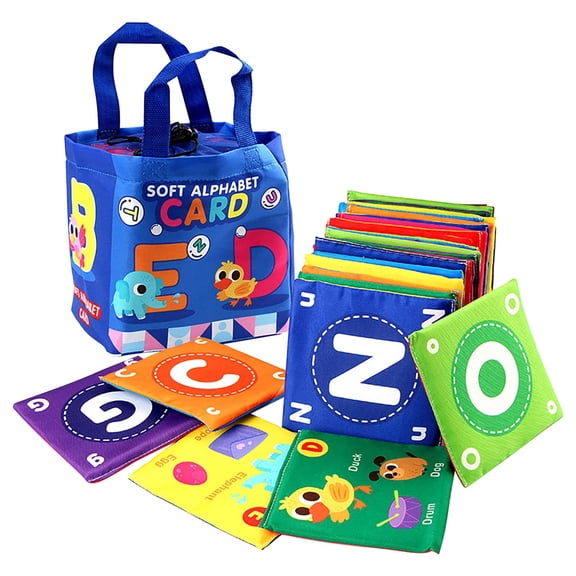 CYFW 26Pcs Soft Alphabet Flash Cards Early Learning Toy With Storage Bag Washable Fabric Letters For Toddlers Educational Abc Cards 220G 5.91X5.91X4.33 Inches
