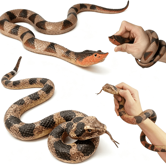 CYFW 2Pc Rubber Snakes Fake Snake Rattlesnake,Snakes Toy Realistic Keep Birds Away,Garden Plastic Scare Birds Scare Squirrels for Prank Stuff Or Halloween Decorations Props Scare Toy