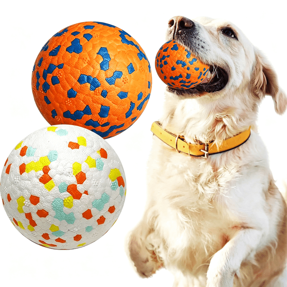 CYFW 2Pcs Dog Balls Toys for Aggressive Chewers Indestructible Tennis Balls for Medium Large Dogs Water Toy Chew Ball Tough Durable Big Dog Toys Bouncing Ball for Dogs to Fetch,Orange+White