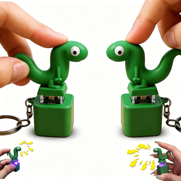 CYFW 2Pcs Lizard Button Keyboard Fidget Keychain,Portable Fidget Clicker,Specially Designed for Those Facing Work and Study Stress,Rechargeable Animal Design (With Sound Effects & Colorful Lights)