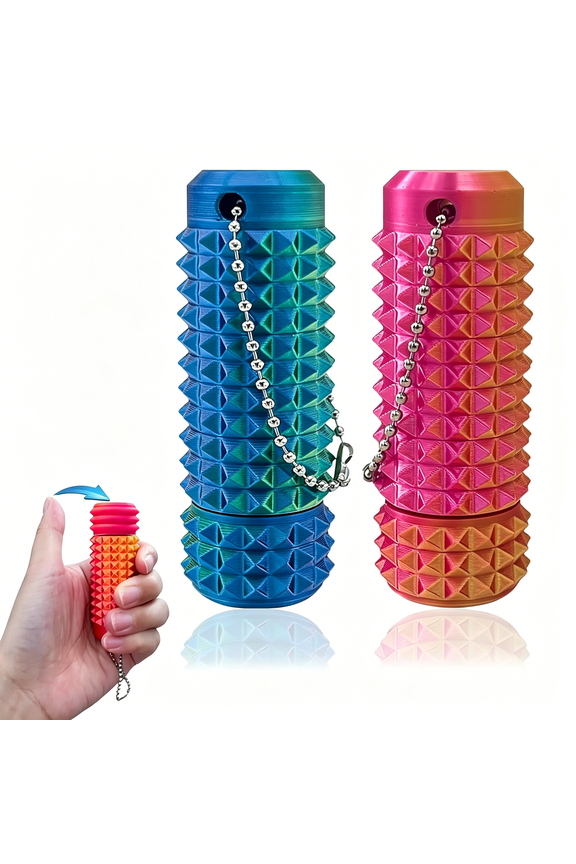 2Pcs Pain Stim Fidget, 3D Printed Fidget Toys Anxiety Relief Items, Rotatable Stim Keychain, Stim Toys for Autistic Adults, Hard Spiky Sensory Toys, Easter Gifts