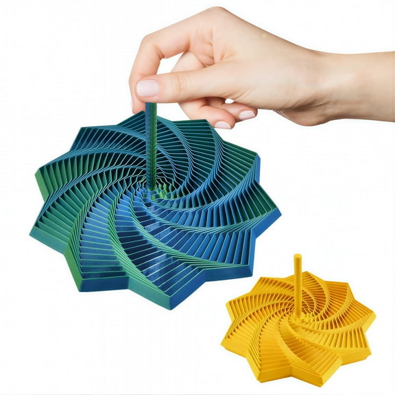 CYFW 2Pcs Sensory Fidget Star Laser Blue-Purple,3D Printed Fidgets with Spiral Tower,Crisp Sound Tactile Sensory Fidget Toys for Anxiety Relief