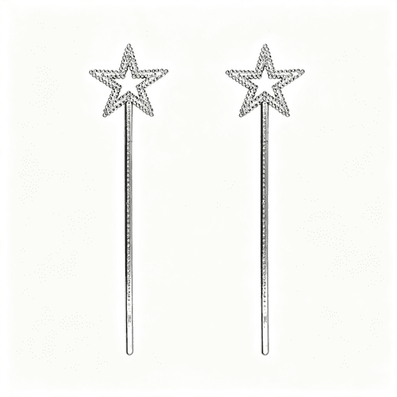 CYFW 2Pcs Star Wand, Children'S Creative Handheld Pentagram Plastic Magic Wand, Role-Playing Enlightenment Toys, Educational and Creative Performance Props (Silvery)